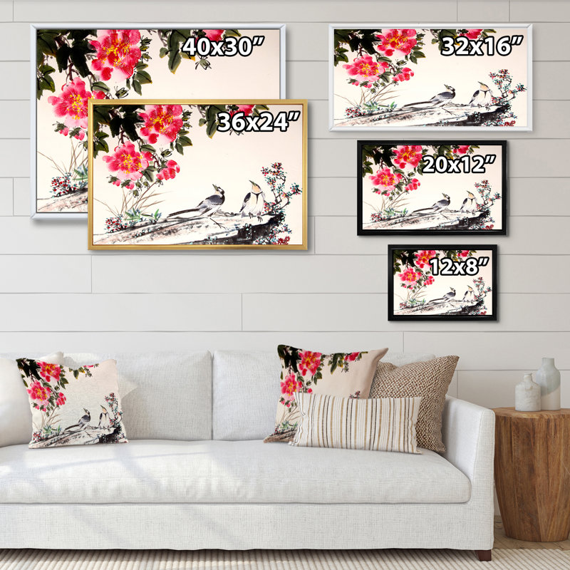 Encre de Chine - reproduction d'art sur toile, H 24 po x l 36 po x P 1 po, Toile avec cadre flottant noir
