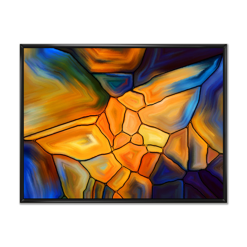 Rêve de vitrail - reproduction sur toile avec cadre flottant, H 8 po x l 12 po x P 1 po, Cadre noir