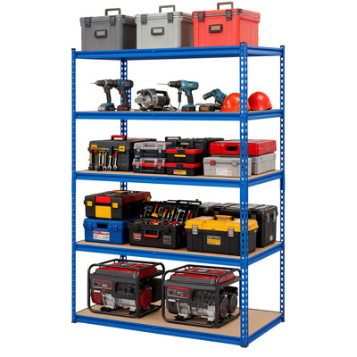 Heavy Duty Metal Storage Shelving Unit with Adjustable MDF Shelves, 5 Tier Garage, Warehouse, Basement, or Kitchen Organizer Rack