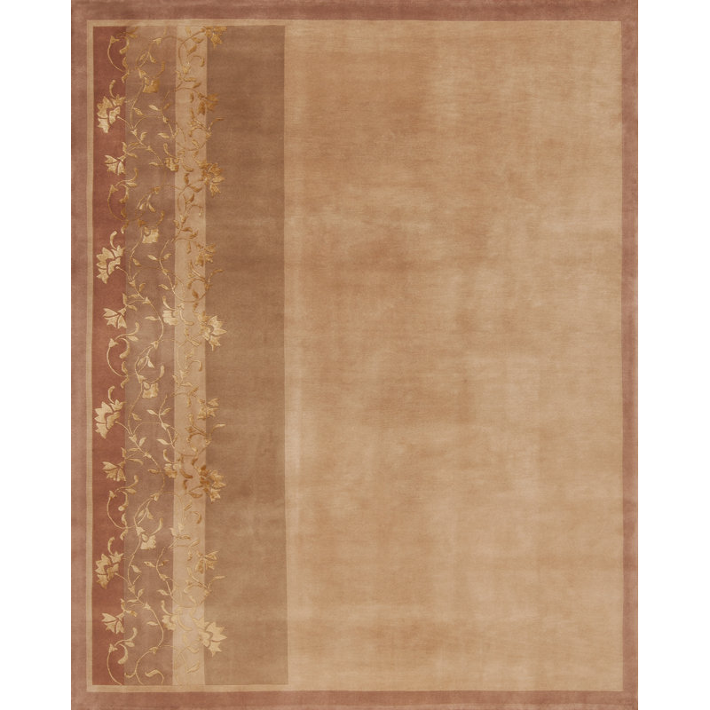 Presidential Hand Knotted Floral Area Rug in Rose, Rectangle 9' x 12'