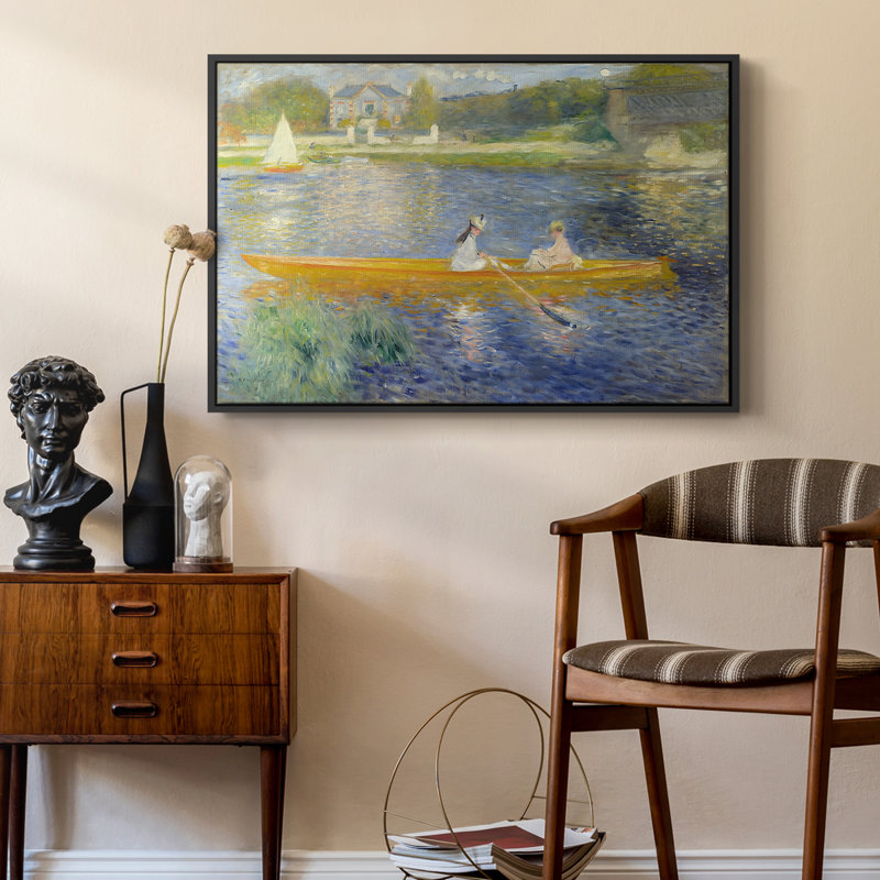 Le Skiff (La Yole), 1875 - Pierre-Auguste Renoir, toile tendue avec châssis, 24 po x 36 po, Noir