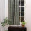 Fabdivine Handmade Green Door and Window Sheer Panel Plated Curtain Linen, Himachal-1368396059