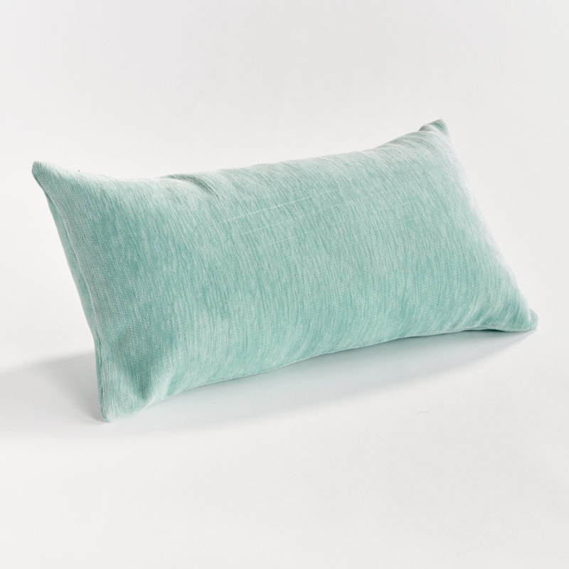 Suri Polyester Indoor/Outdoor Pillow Cover & Insert, 12"H x 22"W, Seafoam/White, Rectangular