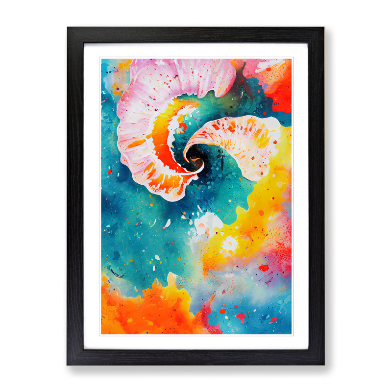 Seashell Splatter Vol.1 - Single Picture Frame Painting, Black, 64cm H x 46cm W x 2cm D