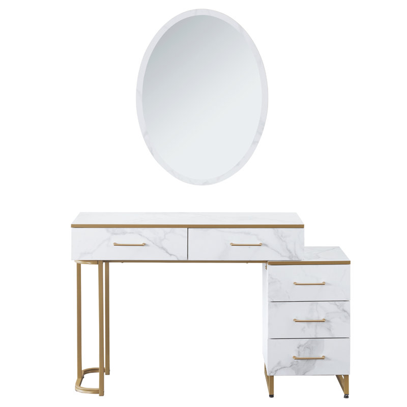 Makeup Vanity Desk with Wall Mount Mirror, Styling Dressing table