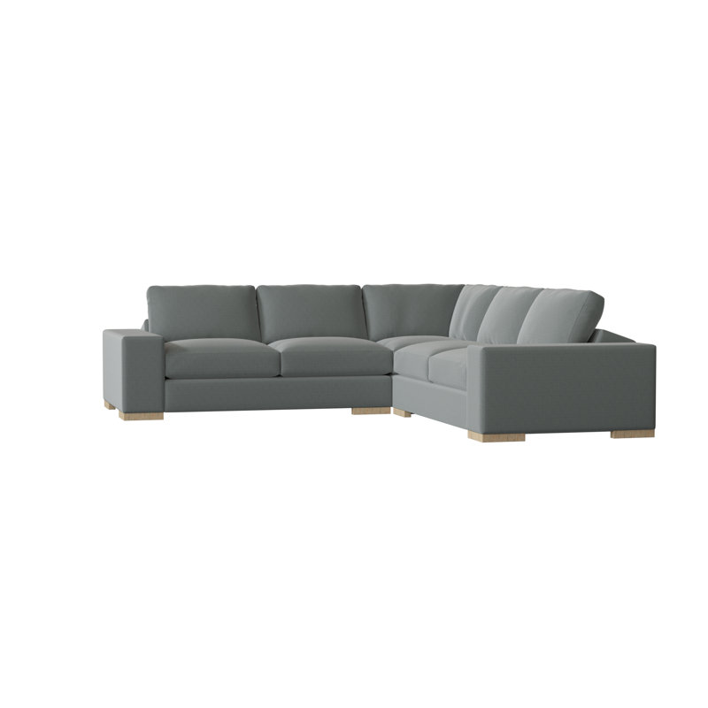 Brann Upholstered L-Shaped Sectional Symmetrical, Natural, Marlow Bluebird