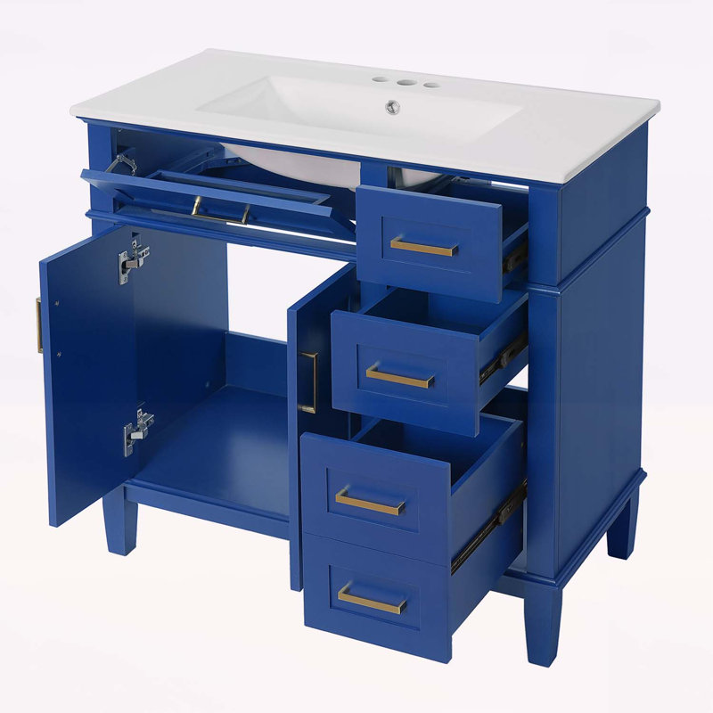 Élégant meuble-lavabo avec des fonctionnalités avancées pour un rangement et une fonctionnalité optimaux, Bleu
