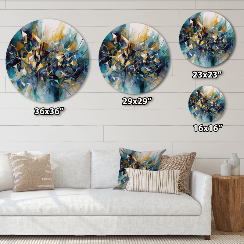 Décoration murale ronde en or Golden Triangle III, H 16 po x l 16 po x P 1 po