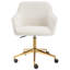 Adjustable Height Boucle Desk Chair with Gold Swivel Base and Armrests