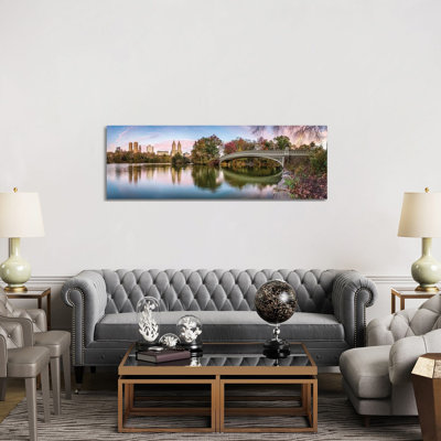 Central Park Panorama at Sunrise 1 Piece Wrapped Canvas Panoramic Wall Art