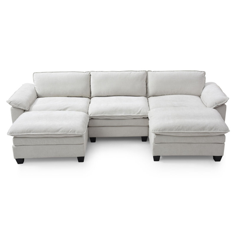 Canapé modulaire en U en chenille 120 po, Chenille beige