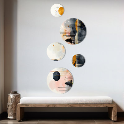 Daijaun - Abstract Landscape Round Wall Art Set Of 5