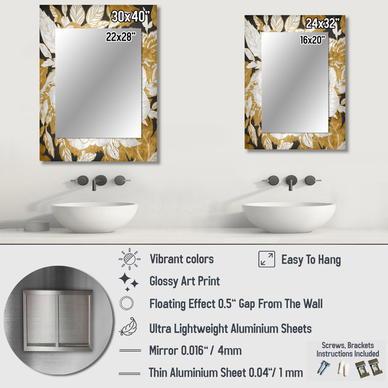 Miroir mural décoratif, exquis, 40 po x 30 po