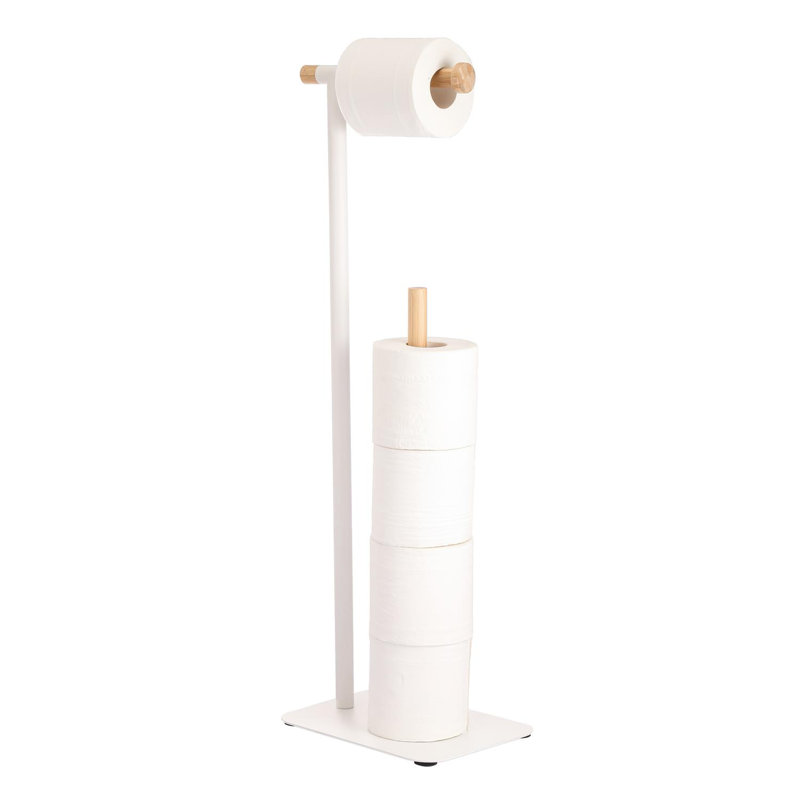Richae Free Standing Toilet Paper Holder, White