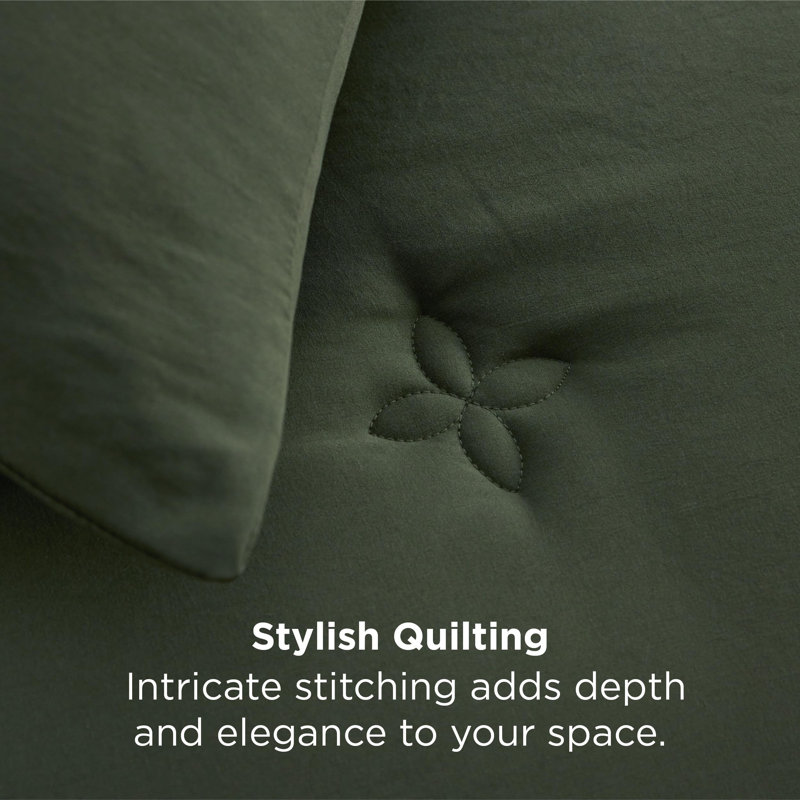 Bedsure Comforter Set-Cotton Like-Clover, King Comforter + 2 King Shams, Bronze Green