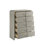 Commode 5 tiroirs beige Aria avec poignées en métal et glissières à roulement à billes