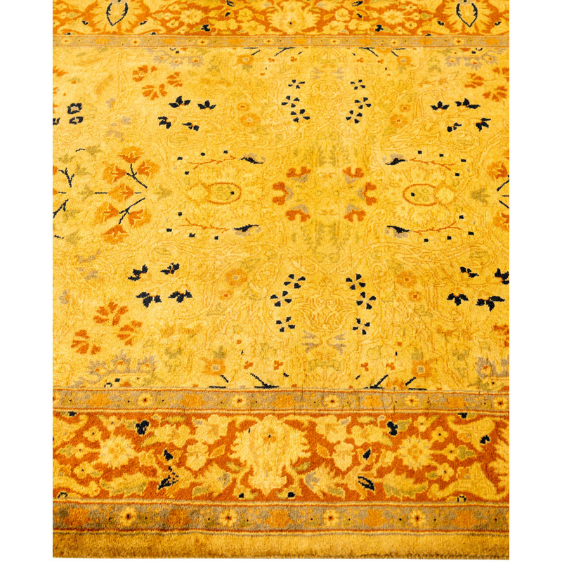 Overdyed Hand-Knotted Wool Modern-Contemporary Yellow Runner 3' 2" x 9' 10"