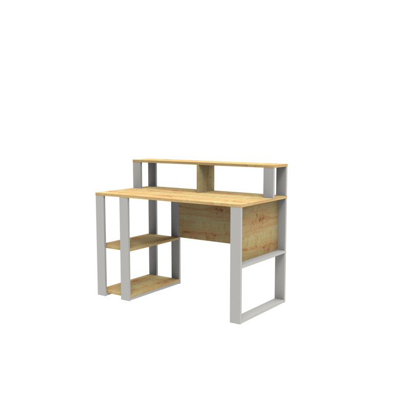 Tramal Geometric Writing Desk, Oak/White