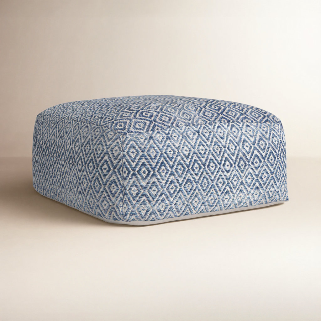 lyanola 34" Pouffe, Beige/Blue