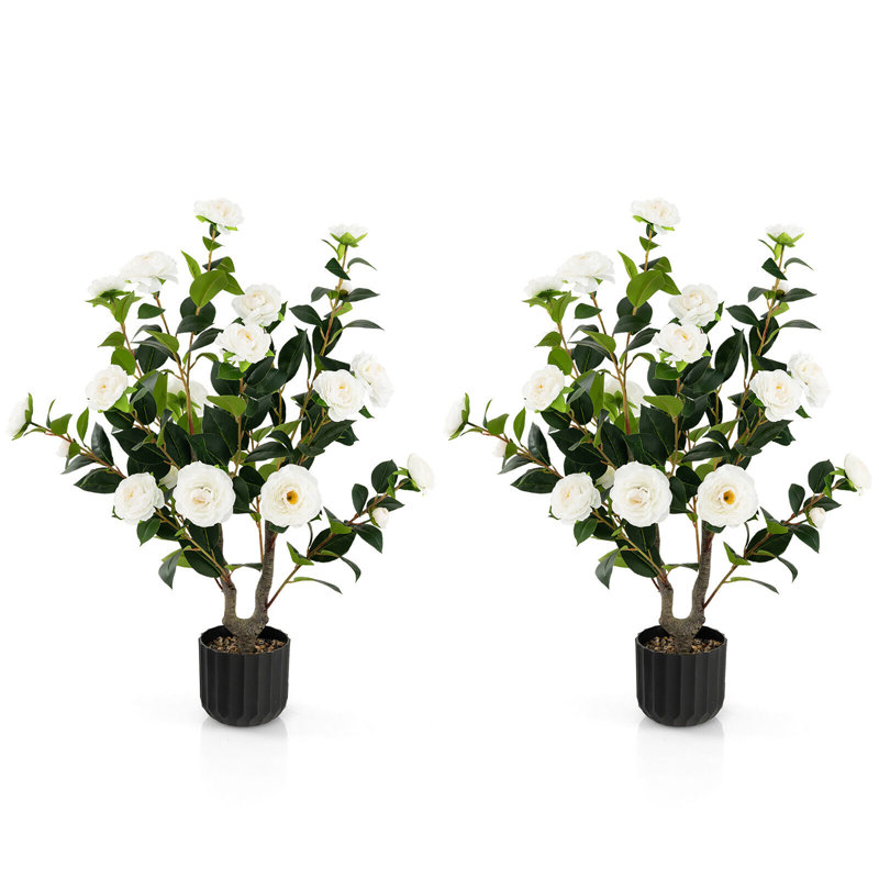 Arbre de camélia artificiel 38 po Primrue, 2