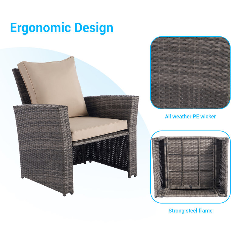 Wicker 6 - Person Patio Conversation Set, Sand