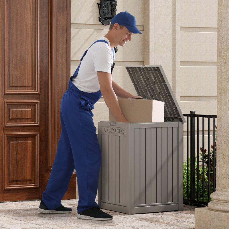 48 Gallon Courier Box Rugged Outdoor Lockable Storage Boxes, Gray