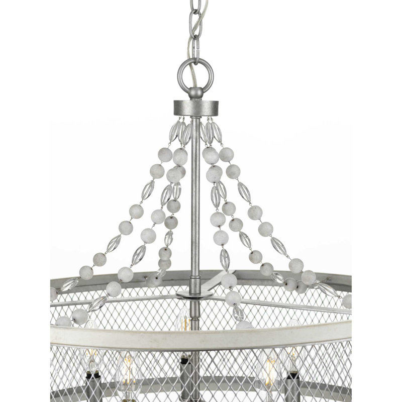 Lustree tambour 5 lumières Millsaps, Nickel brossé