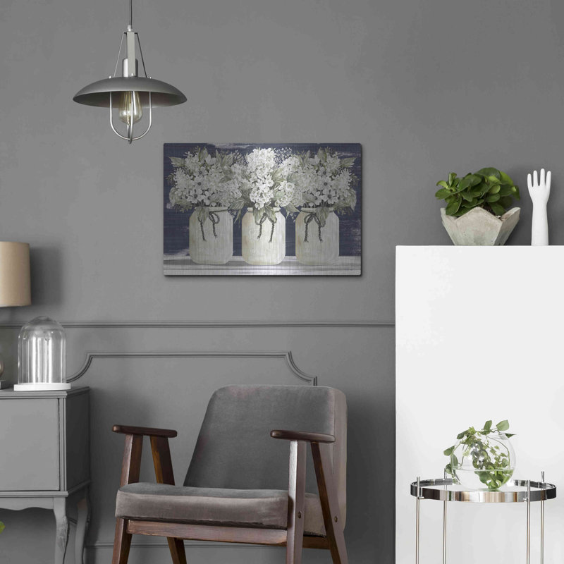 " White Floral Trio " Print, 16" H x 24" W