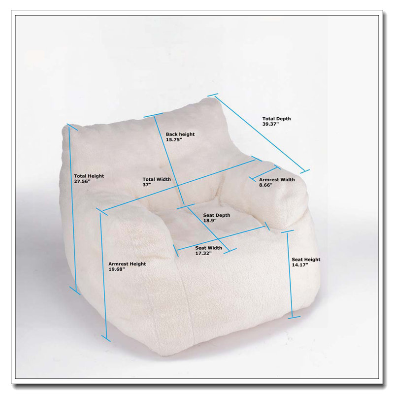 Fauteuil à billes Teddy, Peluche blanc ivoire