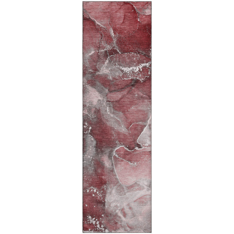 Premium Machine Washable Cerrito AMF518 Merlot Rug, Runner 2'3" x 7'6"