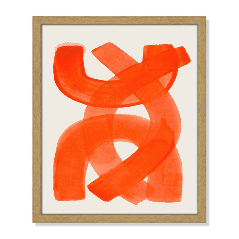 «Orange Strokes Print» par Haniff, Natural Woodgrain, 16'' W x 19'' H, Framed Print