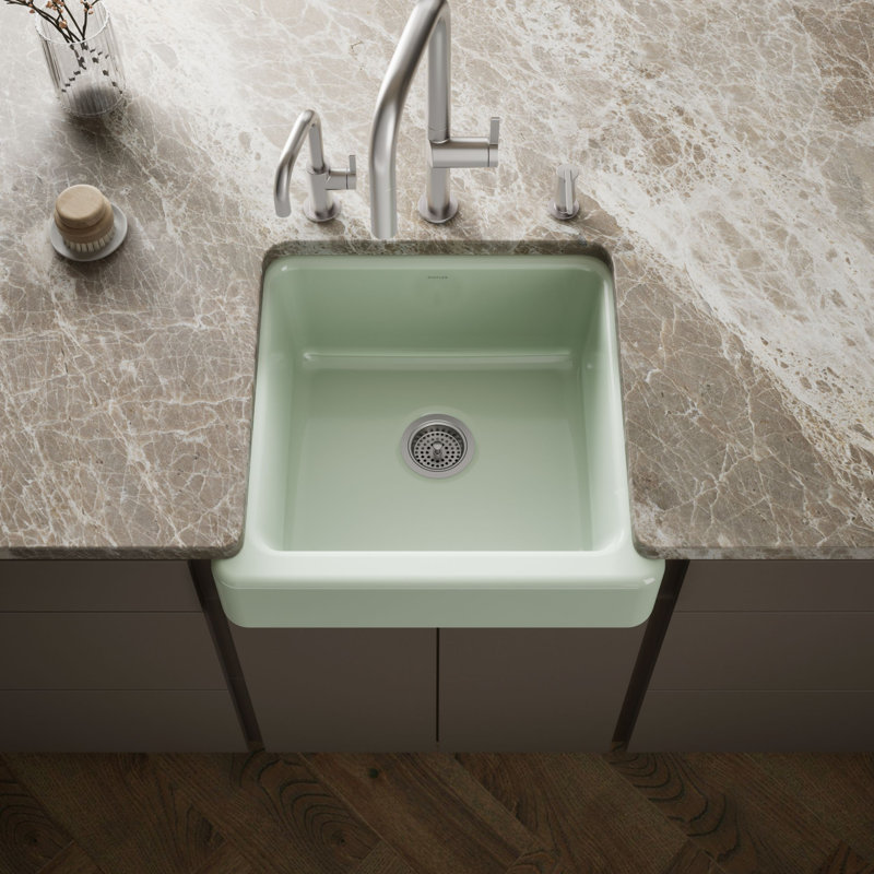 Whitehaven Self-Trimming 24" L x 22" W Farmhouse Kitchen Sink, Aspen Green