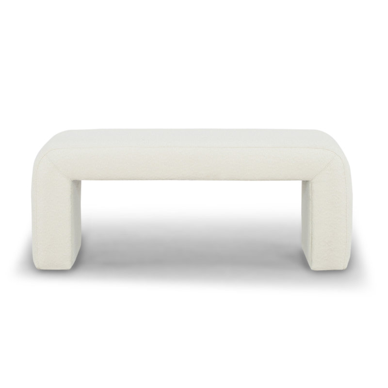 Banc rembourré Colyt, H 19 po x l 47 po x P 18 po, Blanc cassé