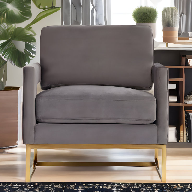 Fauteuil en polyester 33,5 po Cesiah, Gris, Or