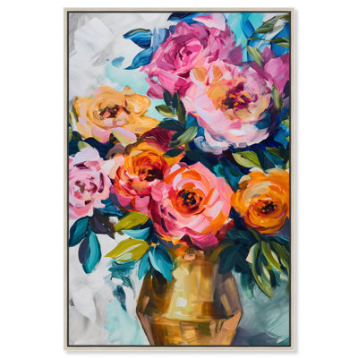 Toile opalescente avec vases floraux lumineux par Art Remedy