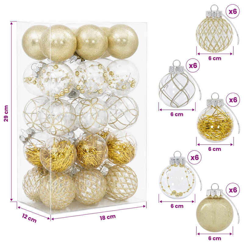 Christmas Ball Set Plastic Christmas Ball Ornaments, Gold