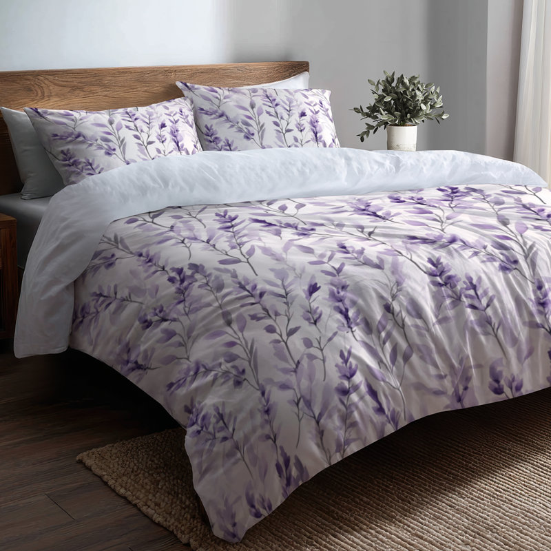 Ensemble de literie à motif floral 3 pièces - Housse de couette et coussin décoratif