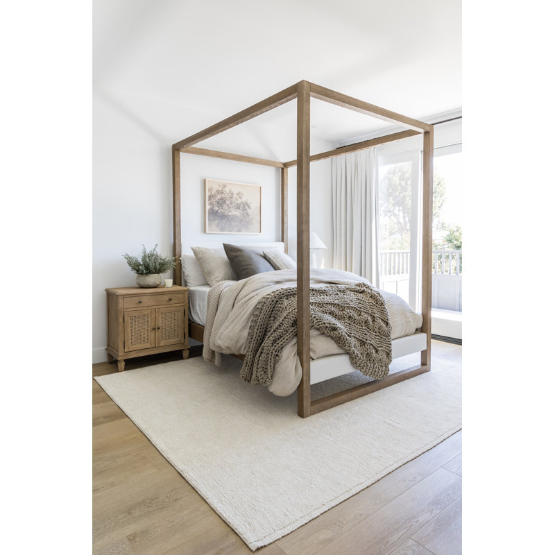 Linen Area Rug in Ivory, Rectangle 6'3" x 9'