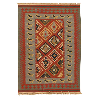 Tapis rouge et bleu clair de haute qualité noué à la main