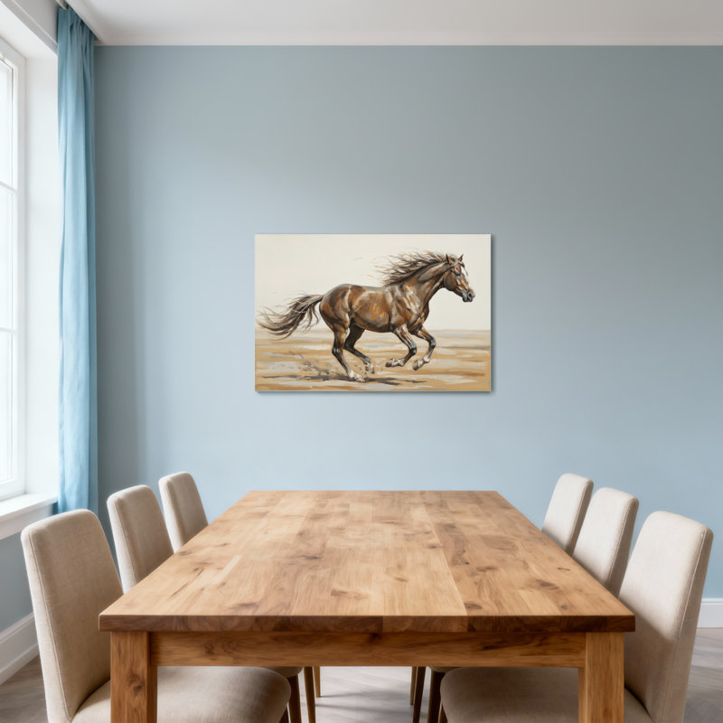 Animals Running Horse On Sandy Ground