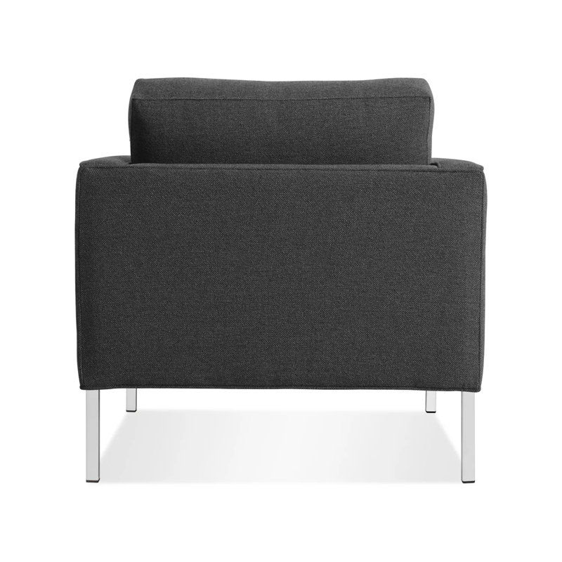 Paramount Tufted Armchair, Stainless Steel, Otter Velvet Polyester Blend