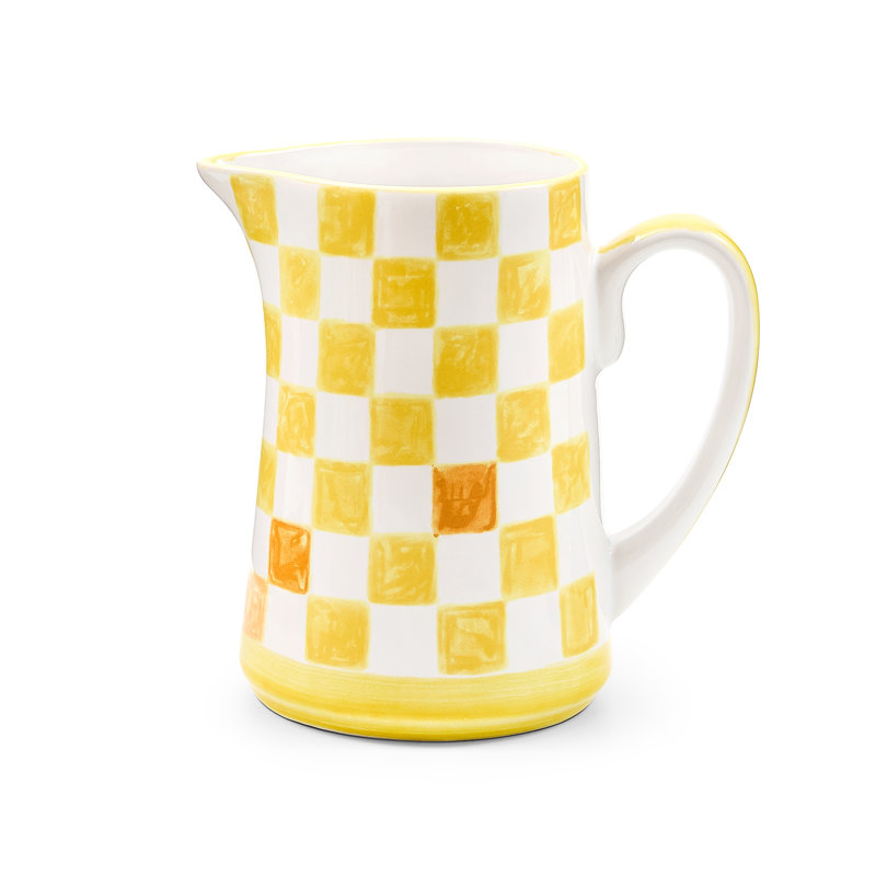 Buttercup Check Pitcher, Yellow/White