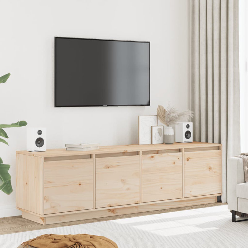 Meuble télé moyen en bois de pin massif naturel