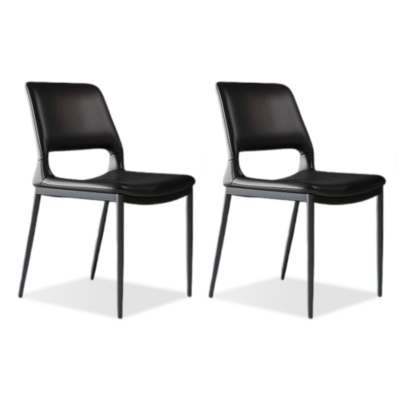 Black Solid back side Chair(Set of 2)