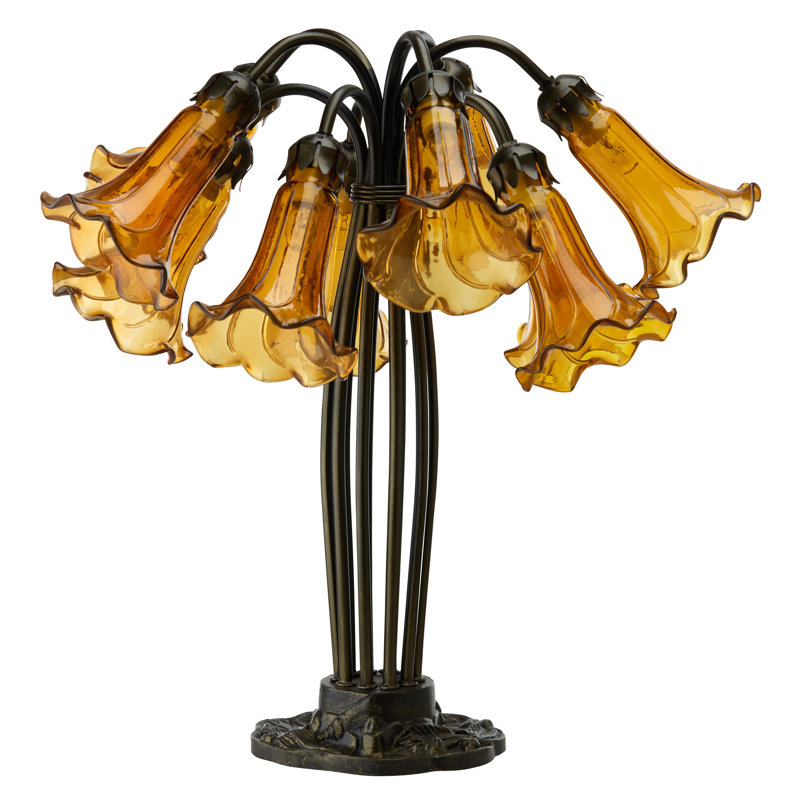 21" Stewartsville 10 Light Lily Table Lamp, Bronze, Amber