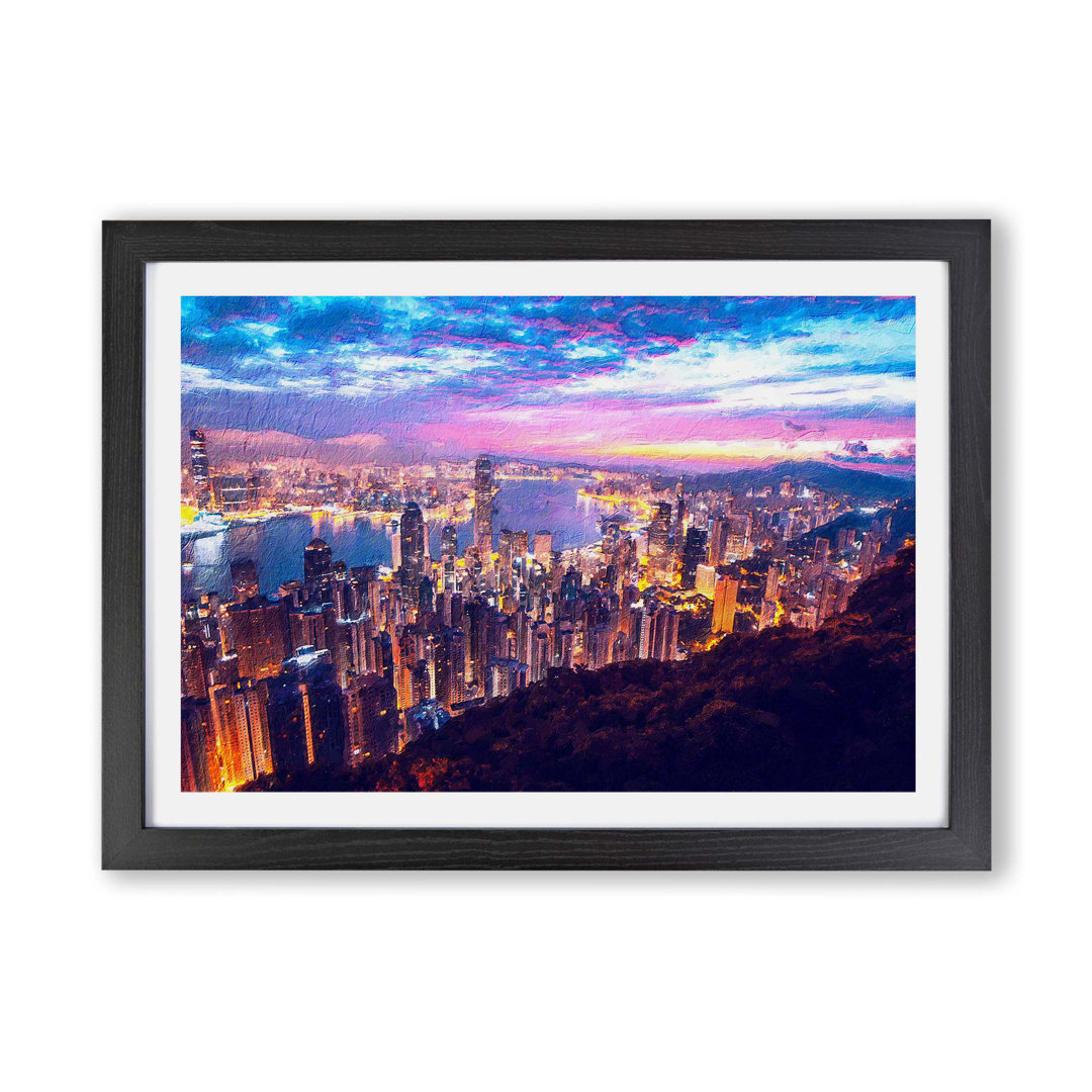 Hong Kong Skyline at Sunset - Framed Print