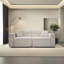 Lit moderne en velours 3 - Revêtement en lin blanc, dossier rembourré, chargement pour chambre à coucher Mid Century-1708302901-1708302900