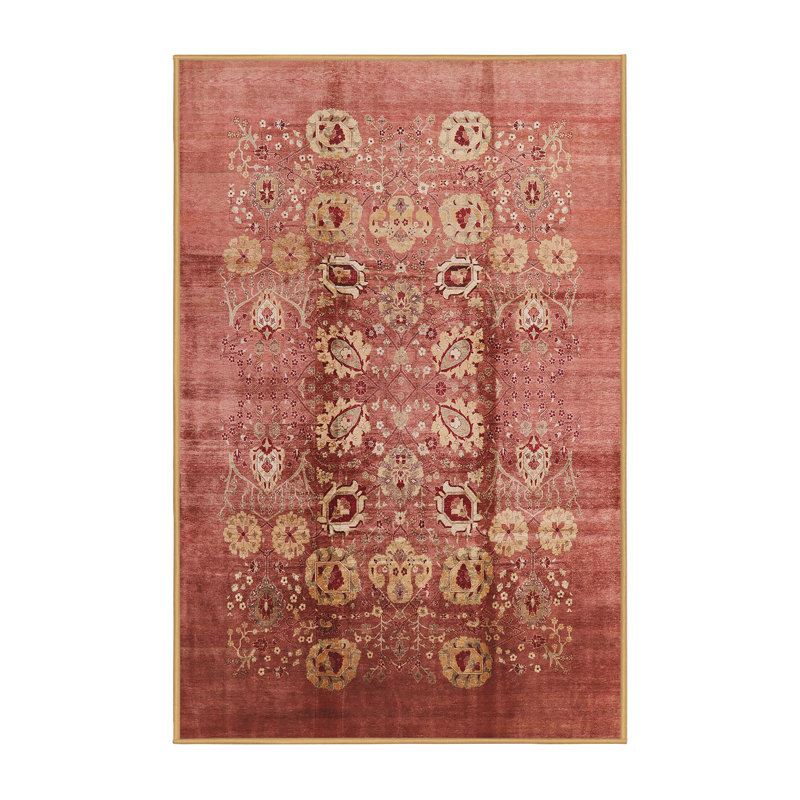 Tapis à motif floral rose, Rectangle 8 pi x 10 pi