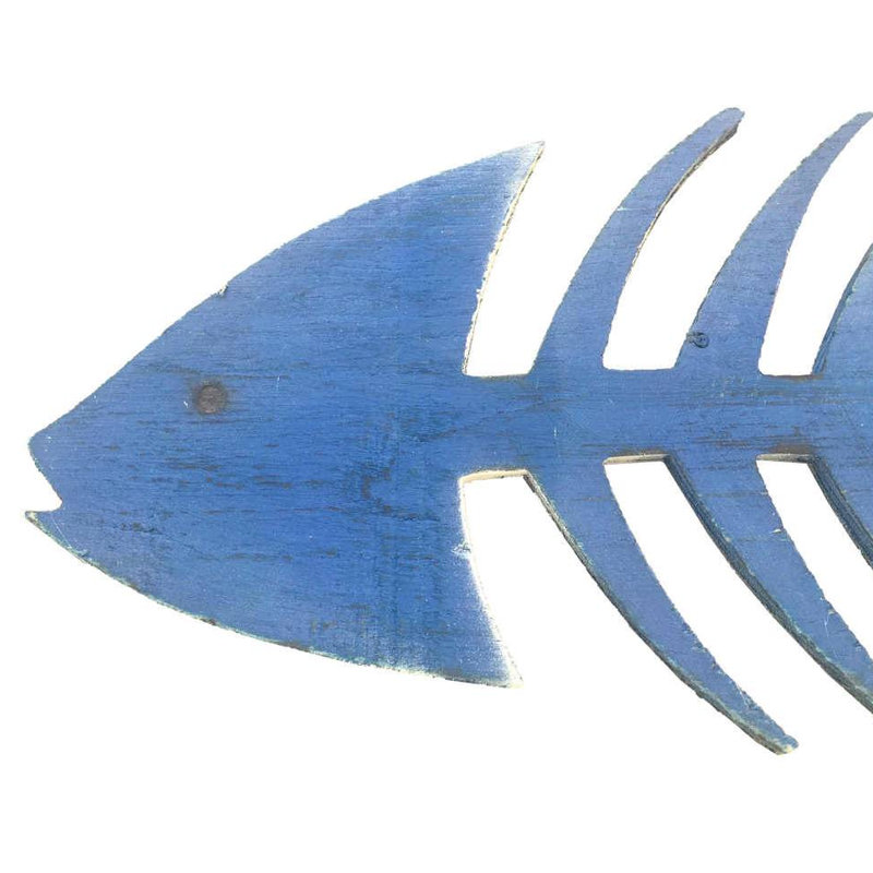 Décoration murale en bois arête de poisson, Bleu foncé rustique