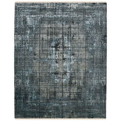 Franjka Hand-Knotted Blue Abstract Area Rug